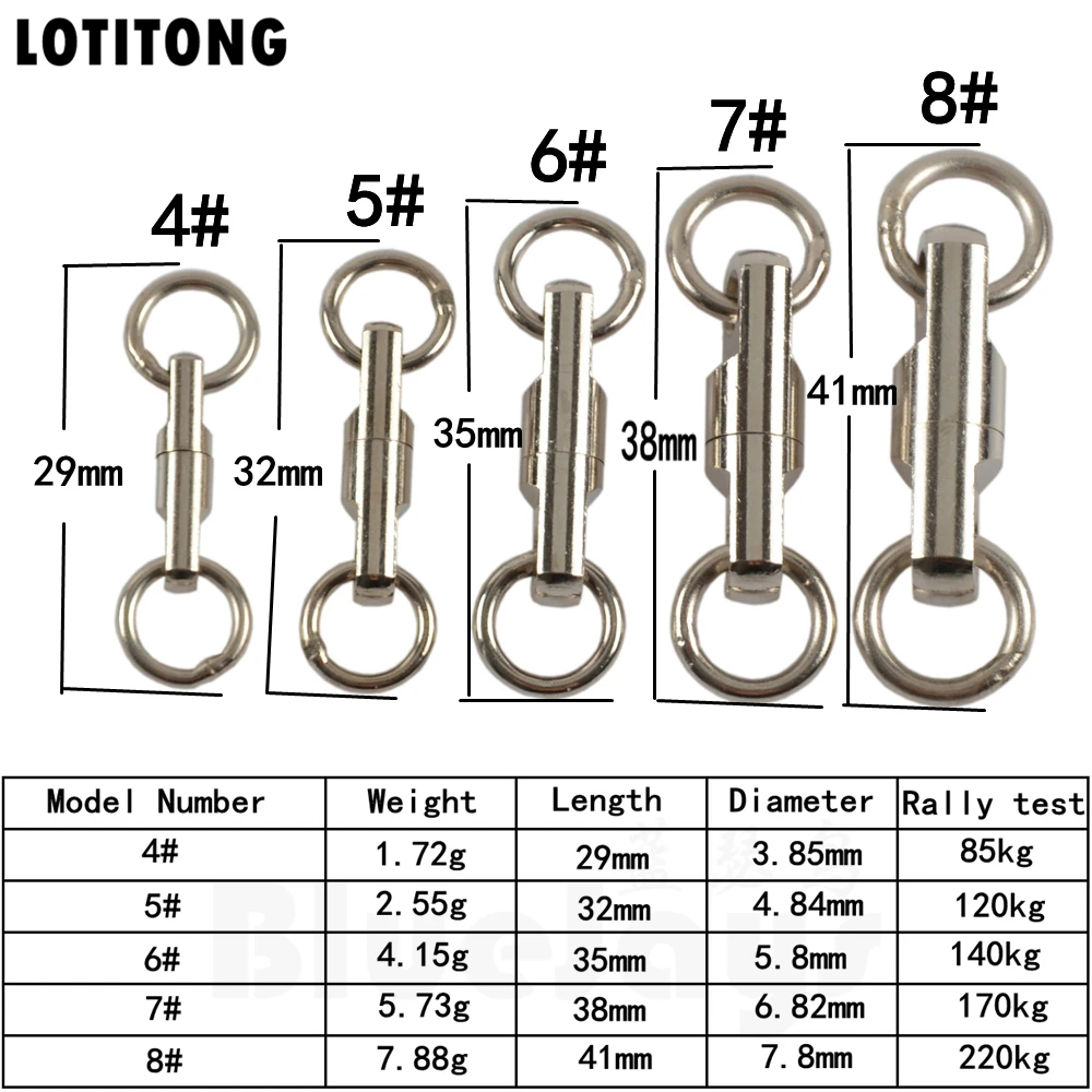 Lotitong 10 шт./лот Нержавеющая сталь тип столбца вращающееся кольцо подшипника поворотной Рыбалка поворачивается Крюк Приманка Разъем рыбы Интимные аксессуары