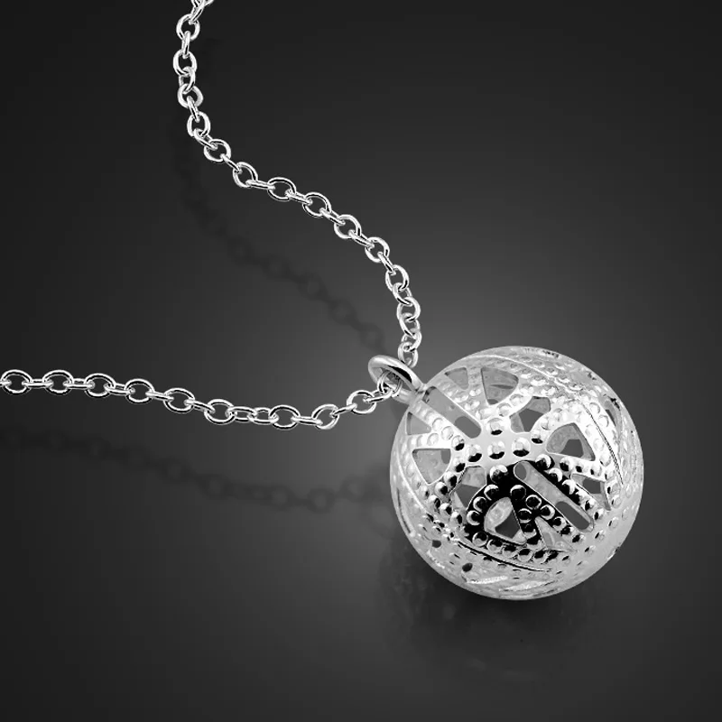 

Wholesale fashion women 925 sterling silver necklace.Solid silver hollow ball pendant necklace.Charming jewelry.Christmas gift