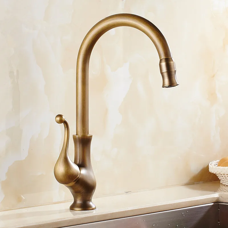 

2016 Bathroom Faucet Copper Single Hole Basin Wash Antique Faucet Vintage Rotating Hot And Cold Kitchen Sink Vegetables mixers