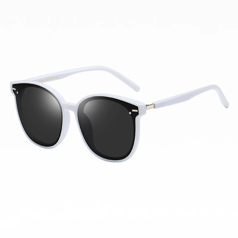 White Grey New Classic Oval Women Sunglasses Female Vintage Luxury Plastic Brand Designer Daily Vacation Sunglasses UV400 Eyewear - Lenses Color: White Grey
