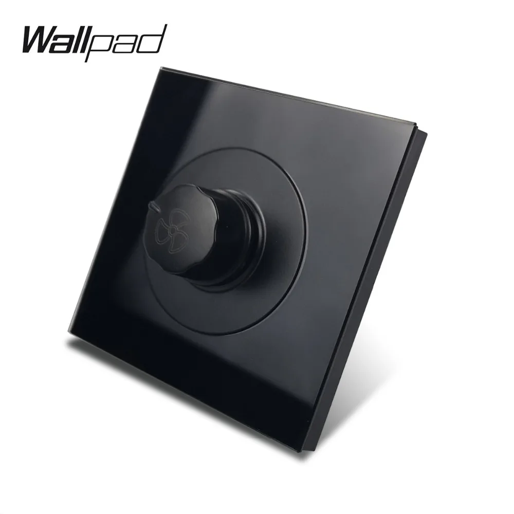 Wallpad L6 черный стеклянный регулятор скорости вентилятора закаленное стекло
