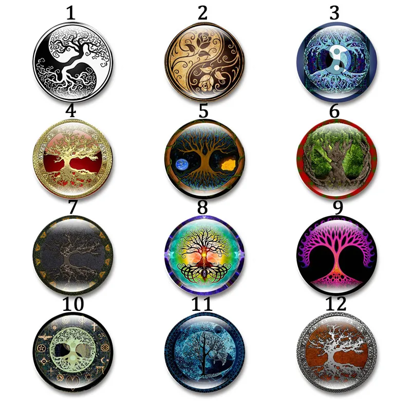 

High Quality Celtic Tree of Life Glass Cabochon 12/30mm Round Photo Cameo Cabochon Setting Supplies for Jewelry Accessories