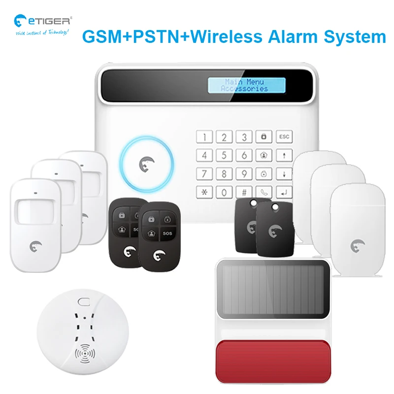 eTIGER Outdoor Solar Siren Tamper Power off alarm System GSM/Landline