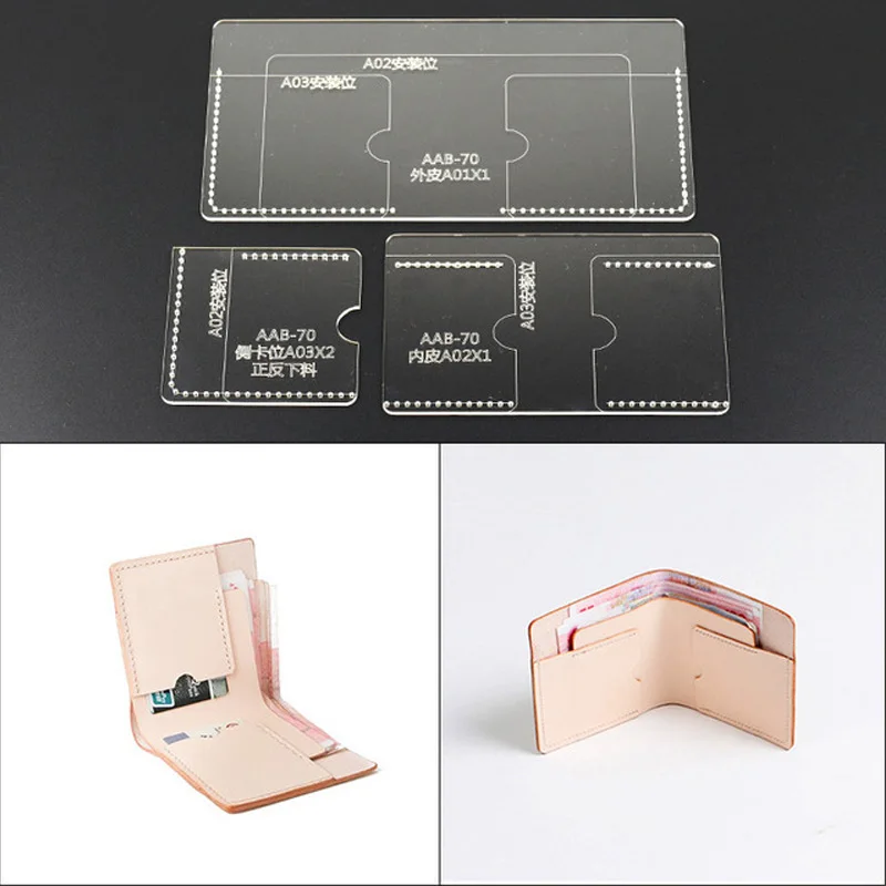 

Acrylic Stencil 1 Set Clear Wallet Sewing Pattern Stencil Template Set Leather Craft DIY Tool