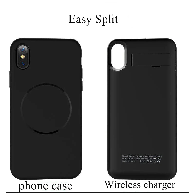 For iphone 8plus 5000mah magnetic wireless fast charging phone protector holder for apple iphone x 8 case smart Power cover