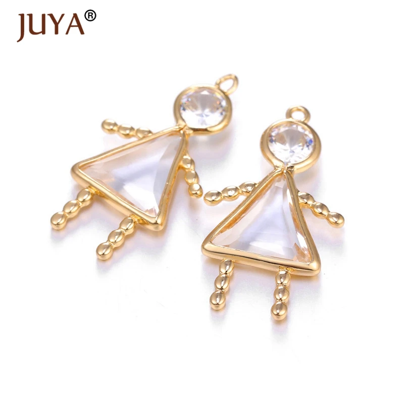 

Lovely Crystal Boy and Girl Charms Drop Pendant For Hand made DIY Women Earrings Accessories Components KC Gold