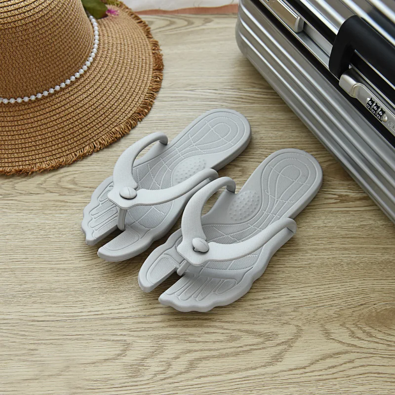 Портативный мульти-функция путешествия сланцы съемный легкие тапочки мужской из ЭВА Нескользящие пригодно для носки пляжные мужская обувь, сандали - Цвет: grey