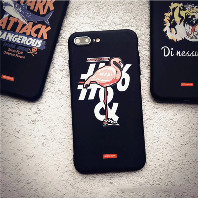

Fashion Brand Silicone Case Soft Cover for capinha iPhone X 10 7 8 Plus 6s Flamingo leaf funda for iPhone 7 plus Coque capa para