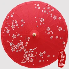 

Vintage Craft Bamboo Paper Umbrella Red Plum Blossom Handmade Oil Paper Umbrella Parasol Decoration Gift Dance Umbrella