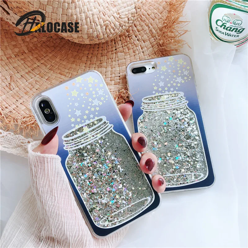 

HALOCASE Glitter Liquid Quicksand phone case for iPhone 6 6S 7 8 plus Lucky Wishing Bottle for iPhone X XS XR XS MAX FUNDA