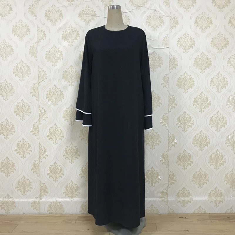 Z06 2019 мусульманские женщины Дубай абайя черный халат с длинным рукавом