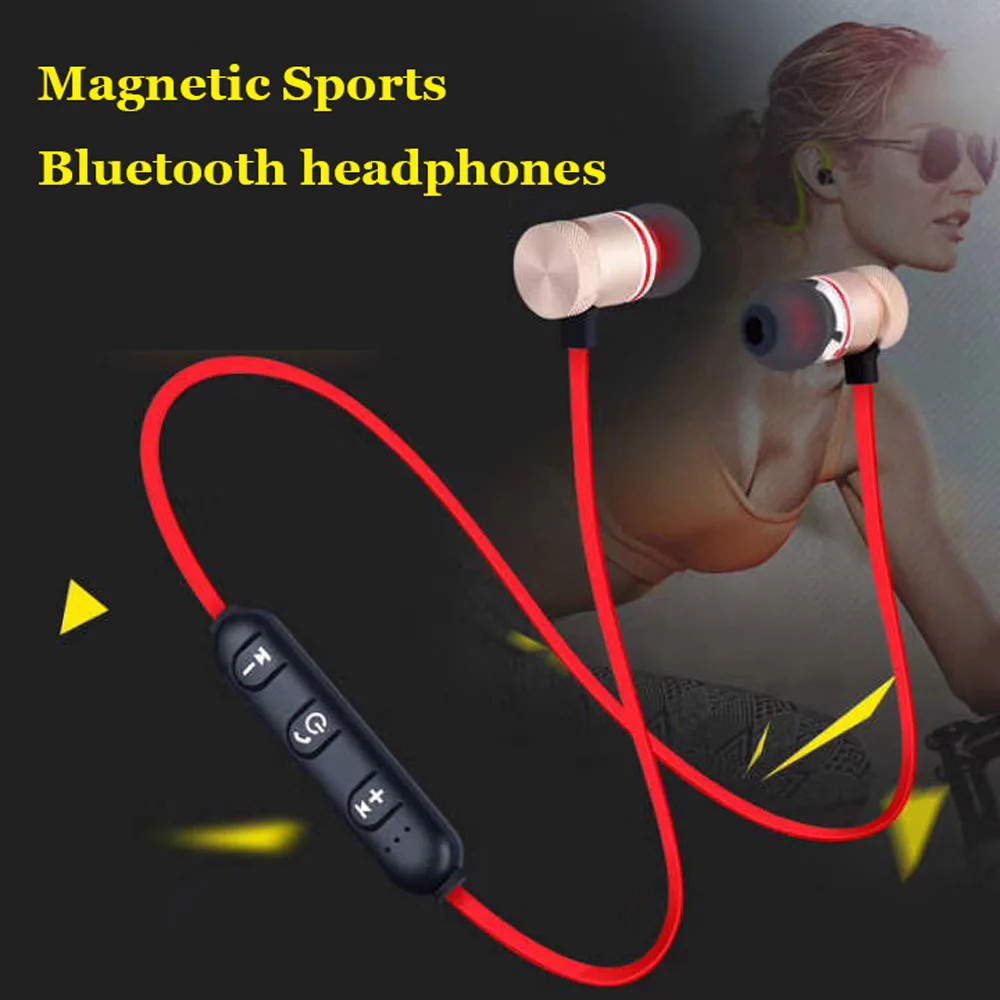 Магнитные Bluetooth наушники металлические бас стерео Спортивные Беспроводные с
