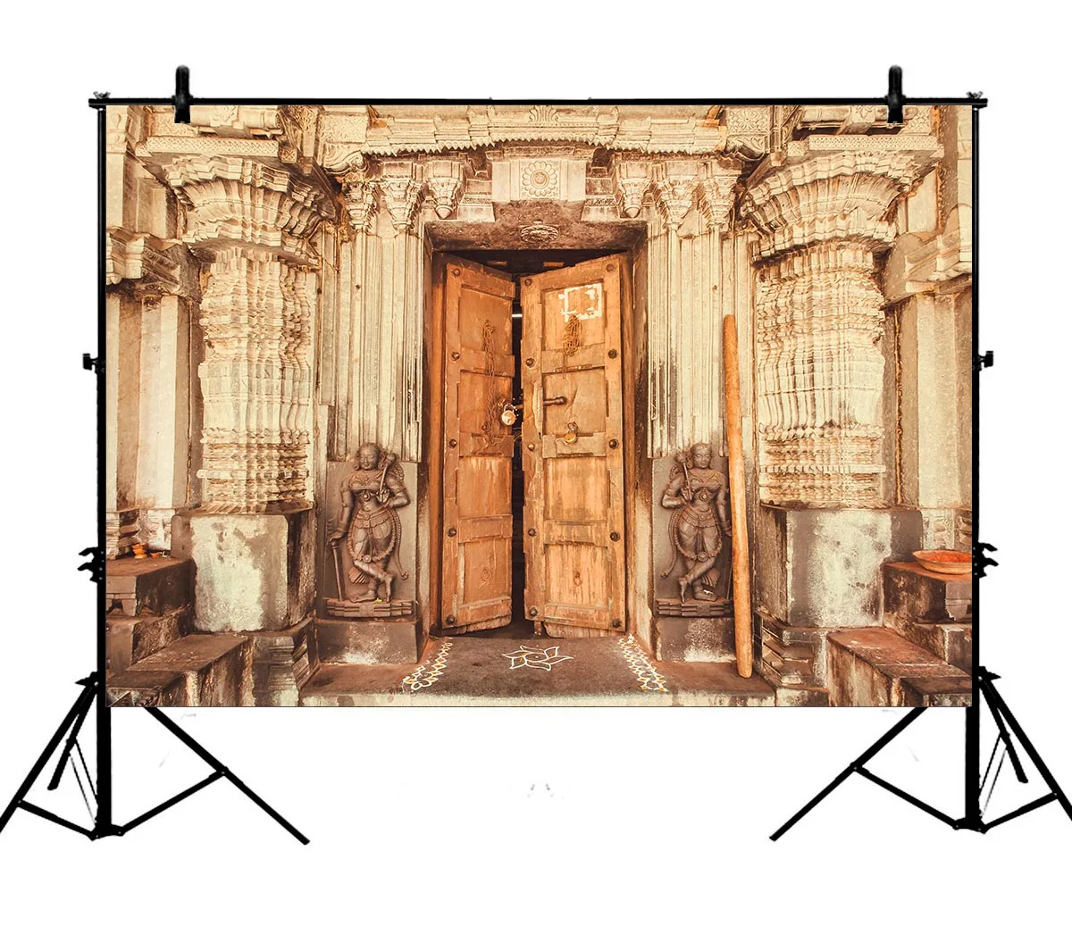 5x7ft индуистский фон для портретной фотосъемки с деревянными дверями из