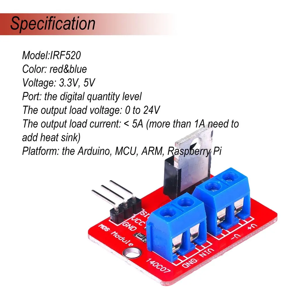 0-24 в топ Mosfet Кнопка IRF520 MOS модуль драйвера доска для Arduino MCU ARM Raspberry Pi электронный DIY инструмент затемнения светодиодный