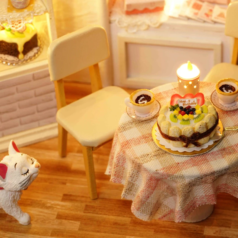 DIY Doll House Miniature Dollhouse Model With 3D Furniture And Dust Cover Wooden Doll House Creative Toys For Children #E