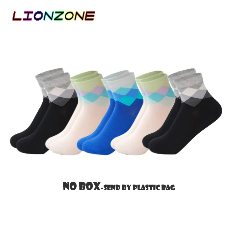 LIONZONE 5 пар/лот женские носки с алмазным узором и градиентным цветом новые весенние повседневные бамбуковые носки Calcetines Mujer носки - Цвет: S2