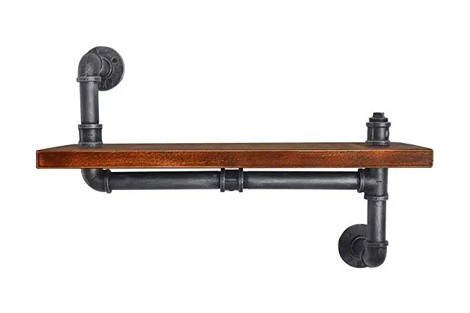 

2PCS American old Industrial Pipe Racks Wrought Iron Shelves Solid Wood Clapboard Bathroom Wall Shelves Storage Holders Racks