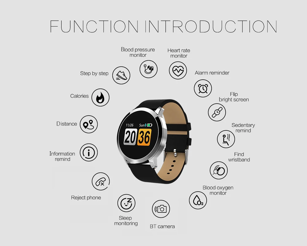 Newwear Q8 Smart Watch Touch Screen Heart Rate Wristband Men Women IP67 Waterproof Sport Fitness Wearable Devices Electronics