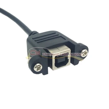 

100PCS/CY 70cm 90 Degree Right Angled USB B Male to Female Extension Cable with Screws for Panel Mount