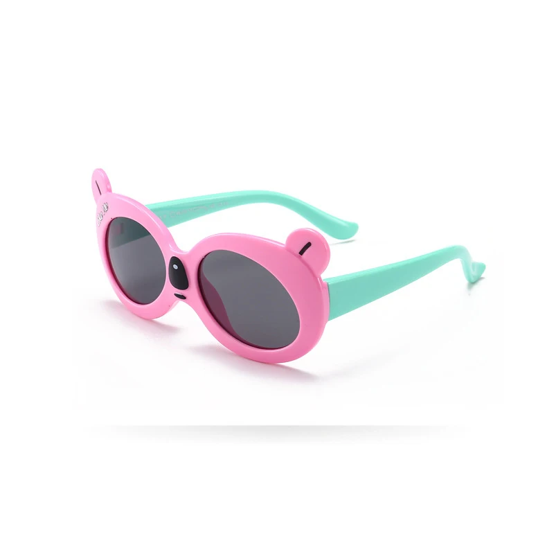 Psacss милый медведь поляризованные солнцезащитные очки для детей девочек мальчиков детская винтажная силиконовая оправа солнцезащитные очки Gafas Infantil UV400 - Цвет линз: ATBK8165-8