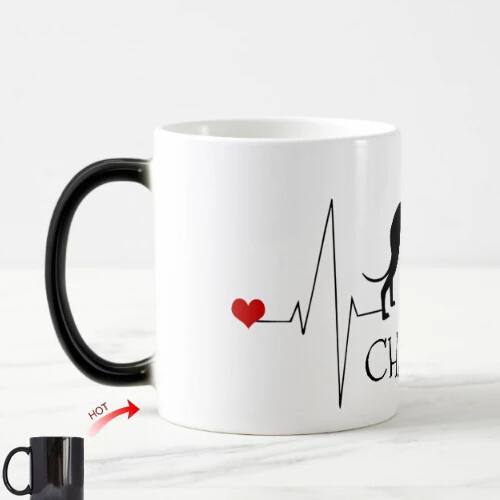 Новинка уиппет собака персонализированные подарки Грейхаунд уиппет Love Heart Beat волшебная кружка, кружка для чая Смешные изготовленная на заказ Whippets собак чашки кружки