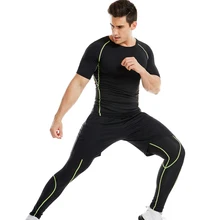 3 шт. мужской компрессионный спортивный комплект для велоспорта, баскетбола, йоги, пешего туризма с футболкой, свободные облегающие шорты для бега, обтягивающие леггинсы, штаны