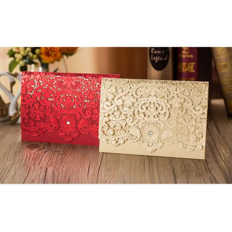  Invitation Card 10 Pieces Of European Laser Hollow Hot Stamp Blank Inner Page Wedding Invitation - 33019716324