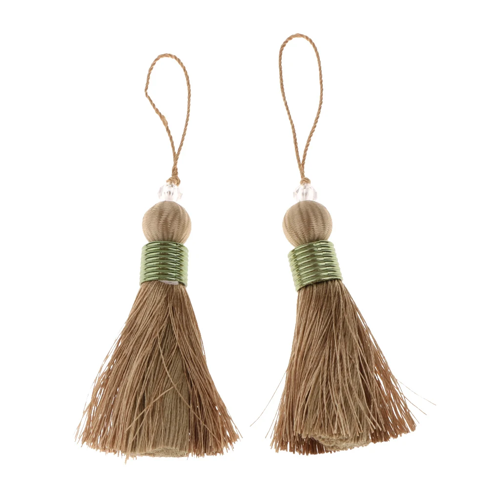 2Pcs Variety Colors Polyester Thread Tassel Charm Pendant Bag Chain Key Decoration Curtain Drapery Tassels Decor