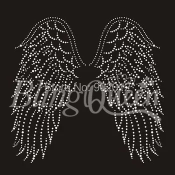 

BlingQueen Wholesale 25pcs/lot Korean Rhinestone Hot Fix Motif Angel Wings Design Free Shipping