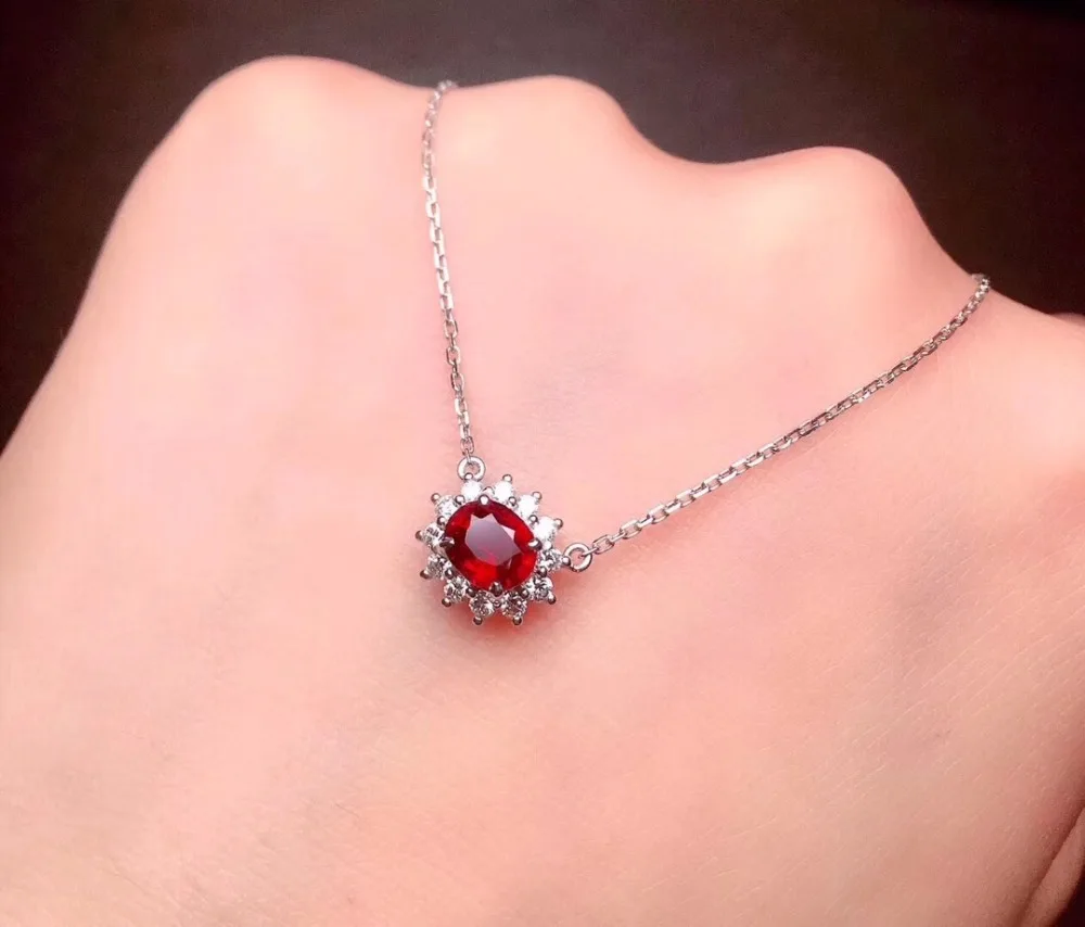Настоящие хорошие драгоценности чистый 18 K Белый Золотой Jewelry с натуральным красным Рубином 0.63ct подвески из драгоценных камней для Для женщин прекрасное ожерелье