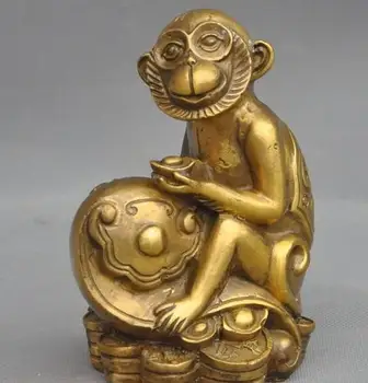 

Lucky China Fengshui Brass wealth Yuanbao Money Ruyi zodiac Monkey Rich Statue