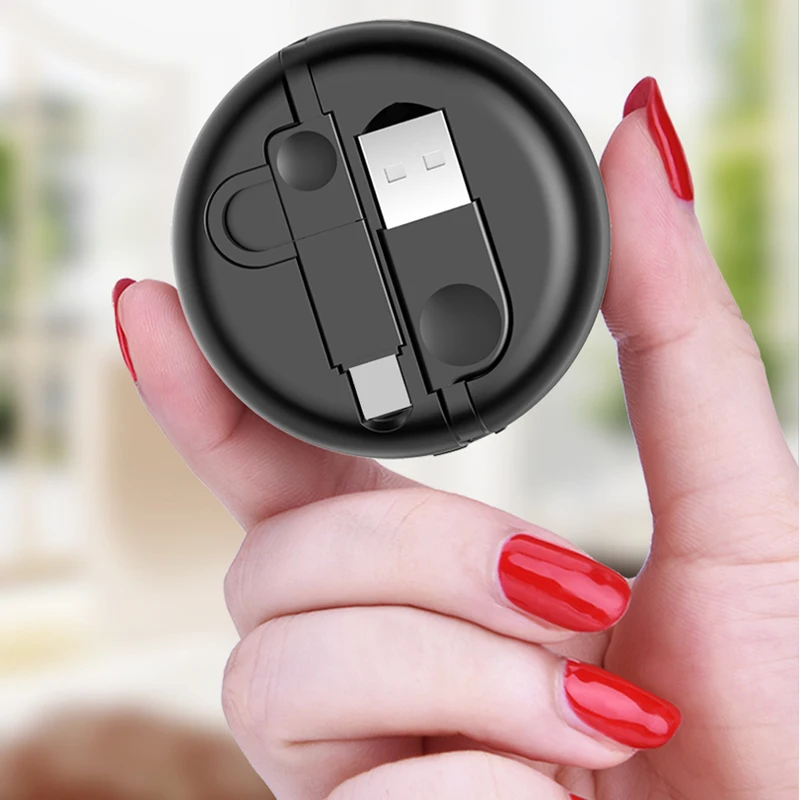 2 in 1 Retractable USB Cable For iPhone XS Max 1M Fast Charging Cable