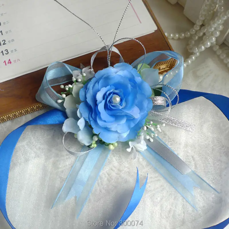 Dark blue wrist corsage flower