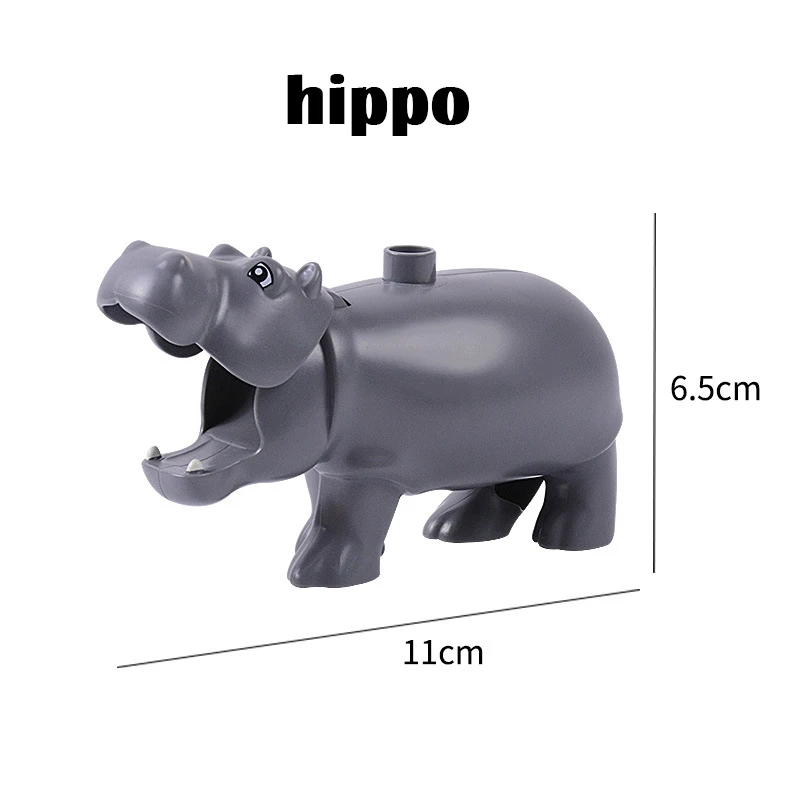 hippo Duplos модель Животных Фигурки большие строительные блоки наборы Слон Дети Развивающие игрушки для детей Совместимые duploe Major brank - Цвет: hippo