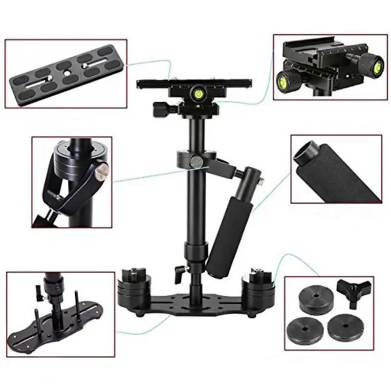 Online Soporte estabilizador de vídeo de aleación de aluminio portátil S40 para teléfono DSLR DV AEE DSLR soporte de cámara de vídeo Dropshipping