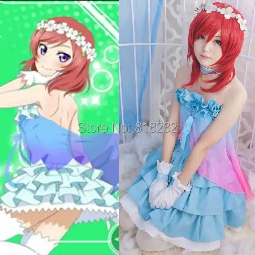 

Love Live School Idol Project Nishikino Maki Chiffon Tee Dress Uniform Outfit Anime Cosplay Costumes