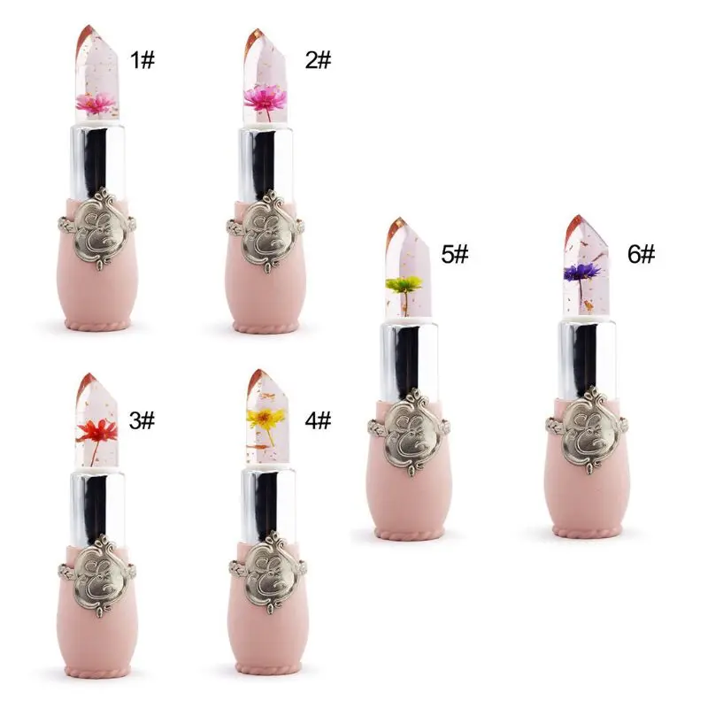 1Pc Waterproof Transparent Lipstick Handmade Long Lasting Temperature Color Changing Jelly Lipgloss With Dried Flower Lip Balm 1Pc Waterproof Transparent Lipstick Handmade Long Lasting Temperature Color Changing Jelly Lipgloss With Dried Flower Lip Balm