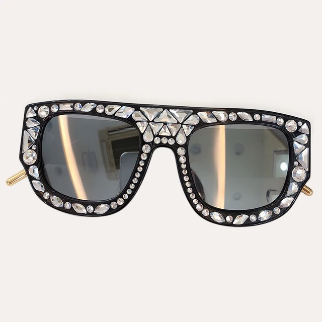 $US $62.40 Women's Fashion Sunglasss Square Brand Designer Sun Glasses 2019 High Quality Diamonds Frame Sun Gl