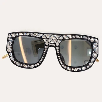 

Women's Fashion Sunglasss Square Brand Designer Sun Glasses 2019 High Quality Diamonds Frame Sun Glasses Vintage Shades