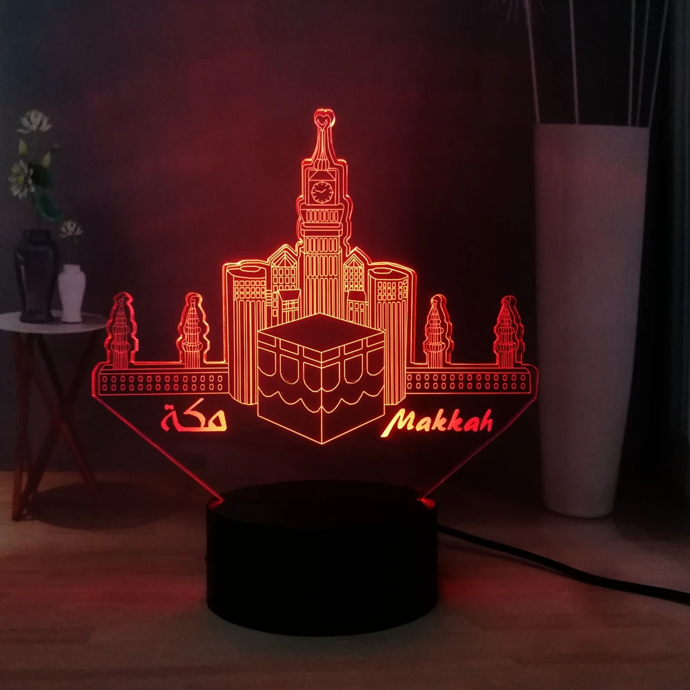 Креативный светодиодный ночник Makkah RGB USB переключатель разноцветный 3D иллюзия Лампа детский прикроватный ночник настольная лампа подарок на день рождения