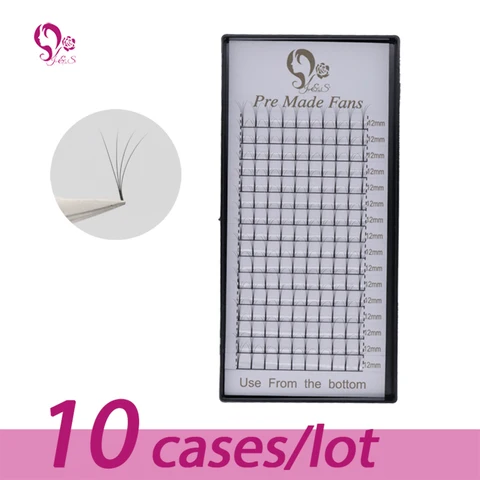 Feitas à Mão Feitas de Fãs de Extensão Haste Longa Calor Ligado 10 Cases Pré Pestanas Cílios Falso Vison j & s 4d