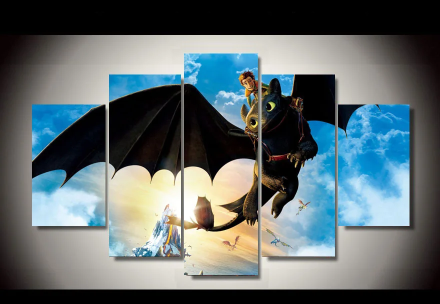 5 Pieces How To Train Your Dragon Film Character Modern Wall Painting