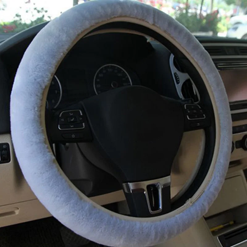 gray steering wheel cover faux wool