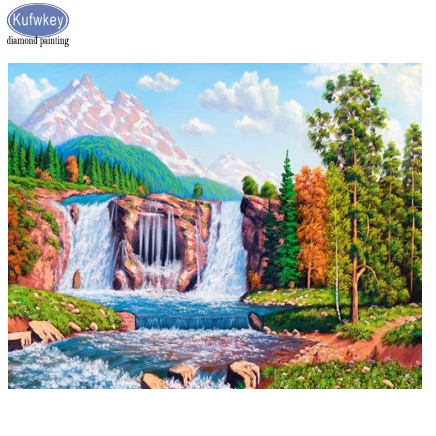 

full square/round drill mosaic,handmade Diamond Embroidery waterfall,5d diy Diamond Painting Cross Stitch,3D,Bedroom decor