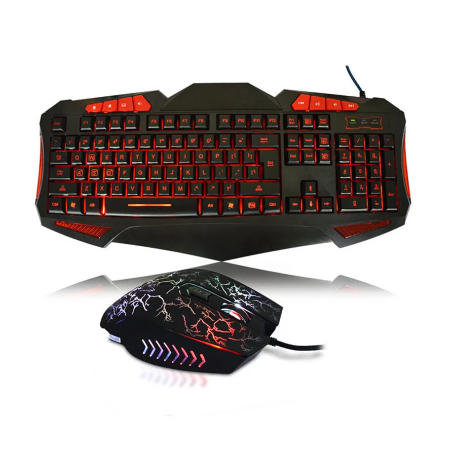 

Russian English Backlit Keyboard LED USB Wired Colorful Breathing Waterproof Computer Crack Gaming Keyboard Darshion M300 #SYS