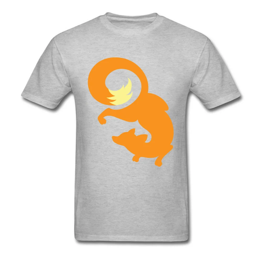 Casual T-Shirt Special Crewneck Simple Fox Symbol 100% Cotton Fabric Men Tops Shirts Summer Short Sleeve Tops Shirts Simple Fox Symbol grey