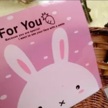 7x7+ 3 см Упаковка для печенья розовый кролик Самоклеющиеся пластиковые пакеты для Подарочная сумка пакет для выпечки 100 шт./партия