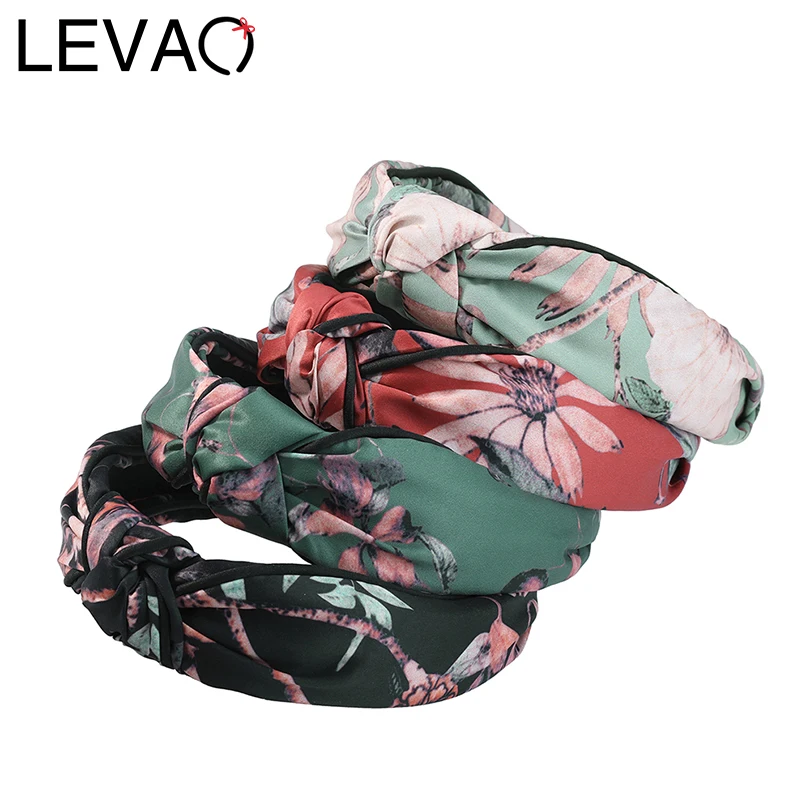 LEVAO, новинка, корейская мода, Шелковый принт, завязанный, для женщин, девочек, ободок, аксессуары для волос, для женщин, головной убор, повязки на голову