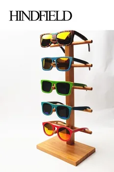 

HINDFIELD New Design 5 Pair Bamboo sunglasses Display Stand Wooden jewelry display shelf Removable Counter Shop Display Stand