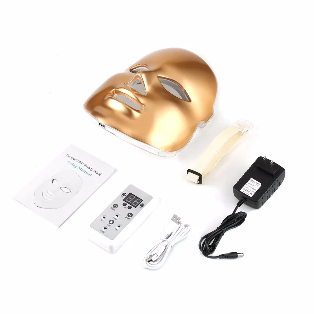 

LED Facial Mask 7 Color Light Photon Tighten Pores Skin Rejuvenation Anti Acne Wrinkle Removal Therapy Beauty Treatment Salon